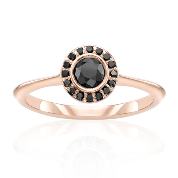 Ava Halo Black Diamond Ring 14k Black Gold - Blackdiamond