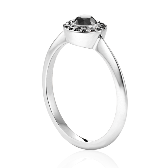 Ava Halo Black Diamond Ring 14k Black Gold - Blackdiamond
