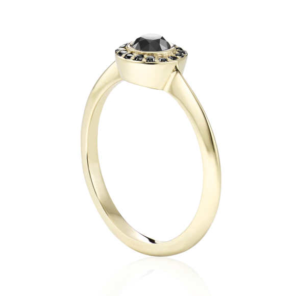 Ava Halo Black Diamond Ring 14k Black Gold - Blackdiamond