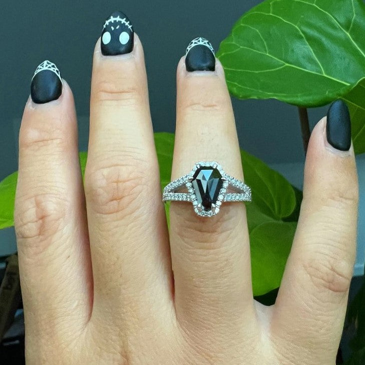 1ct Natural Forever Love Black and White Diamond Ring - Blackdiamond