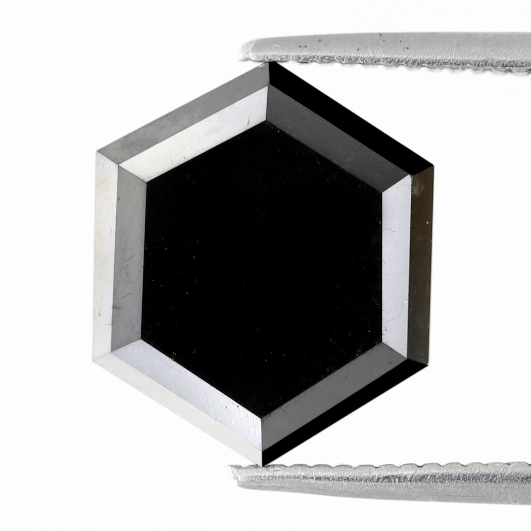 4.68 Carat 12 x 10 MM Natural Hexagon Shape Heated Black Top AAA Quality Sparkling Faceted Natural Diamond Perfect For Making Pendant - Blackdiamond