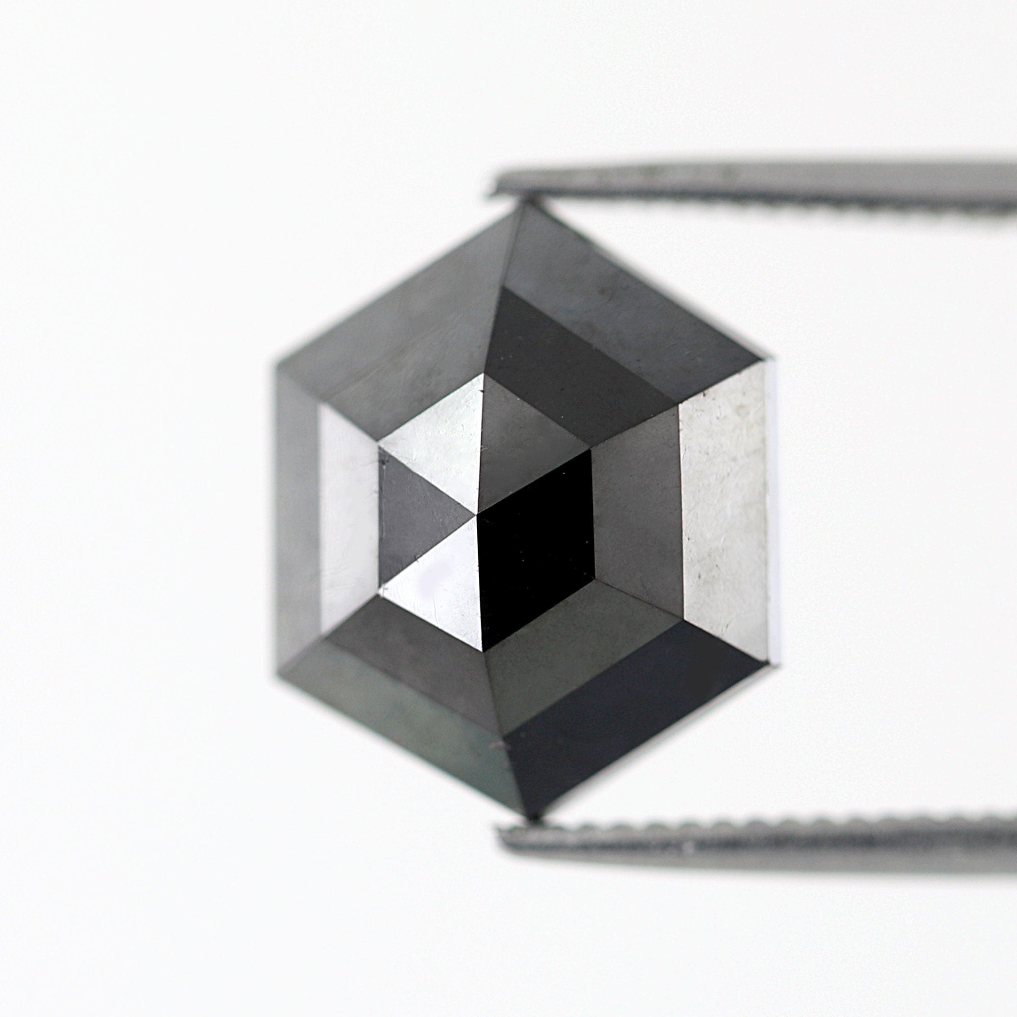 4.68 Carat 12 x 10 MM Natural Hexagon Shape Heated Black Top AAA Quality Sparkling Faceted Natural Diamond Perfect For Making Pendant - Blackdiamond