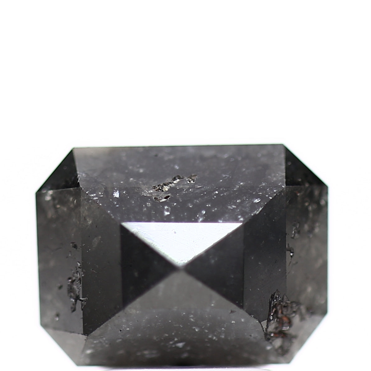 2.58 Carat 9.05 MM Natural Rustic Black Emerald Shape Loose Diamond - Blackdiamond