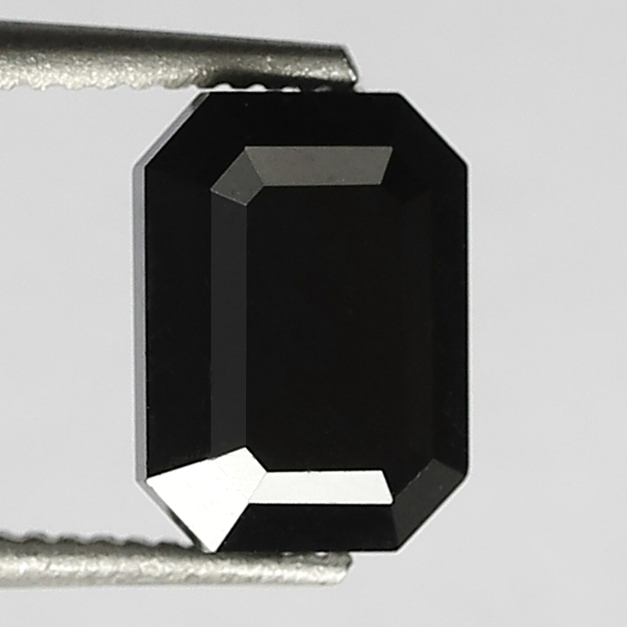 1.07 Carat 6 MM Natural Diamond Treated Black Color Diamond Emerald Shape Black Diamond Engagement Ring