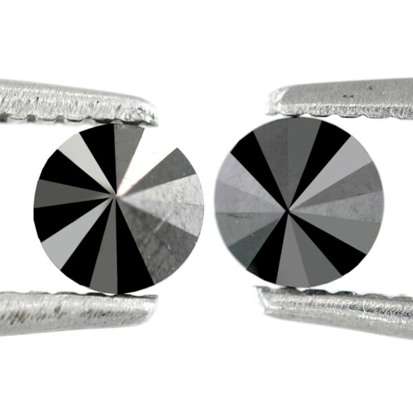 0.60 Carat 3.8 X 3.8 X 3 mm natural black diamonds pair for solitaire stud earrings - Blackdiamond
