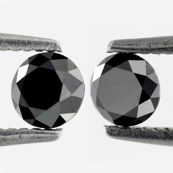 0.61 Carat 4.1 X 4.1 X 2.8 mm natural round black diamond pair for men earrings - Blackdiamond