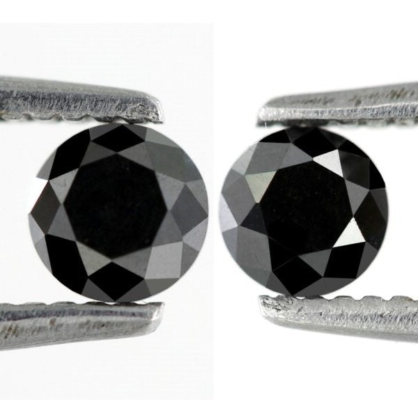 0.60 Carat 3.8 X 3.8 X 3 mm natural black diamonds pair for solitaire stud earrings - Blackdiamond
