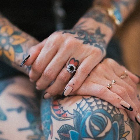 The Bloom Black and White Diamond Engagement Ring Gift For Her - Blackdiamond