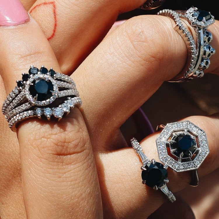 The Megan Black and White Diamond Ring - Blackdiamond