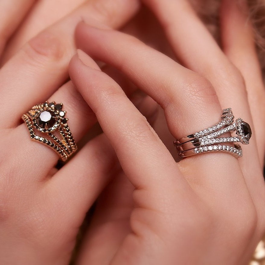 The Lana Black Diamond Ring 14k Rose Gold Gift For Her - Blackdiamond