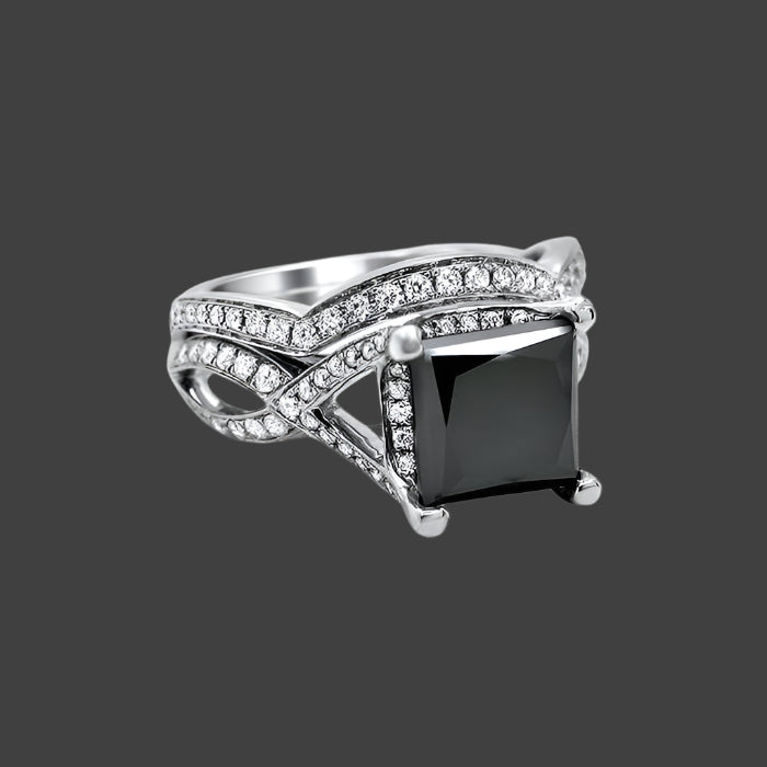 natural princess black diamond ring