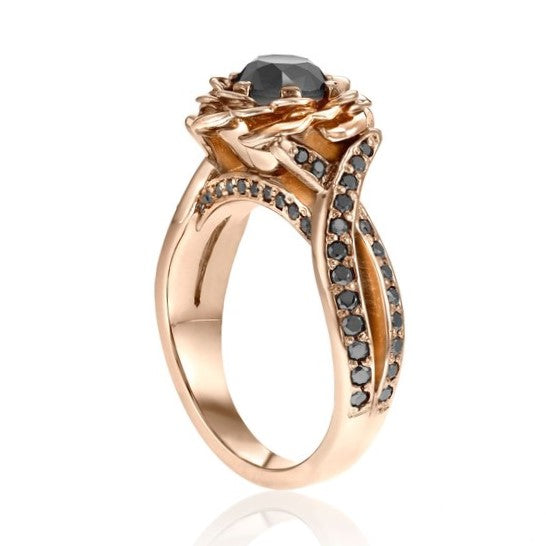 Bella Infinity Black Diamond Engagement Ring 14k Rose Gold - Blackdiamond