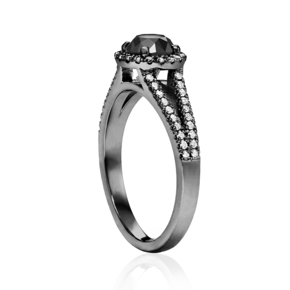 The Lana Black and White Diamond Ring In 14k Black Gold - Blackdiamond