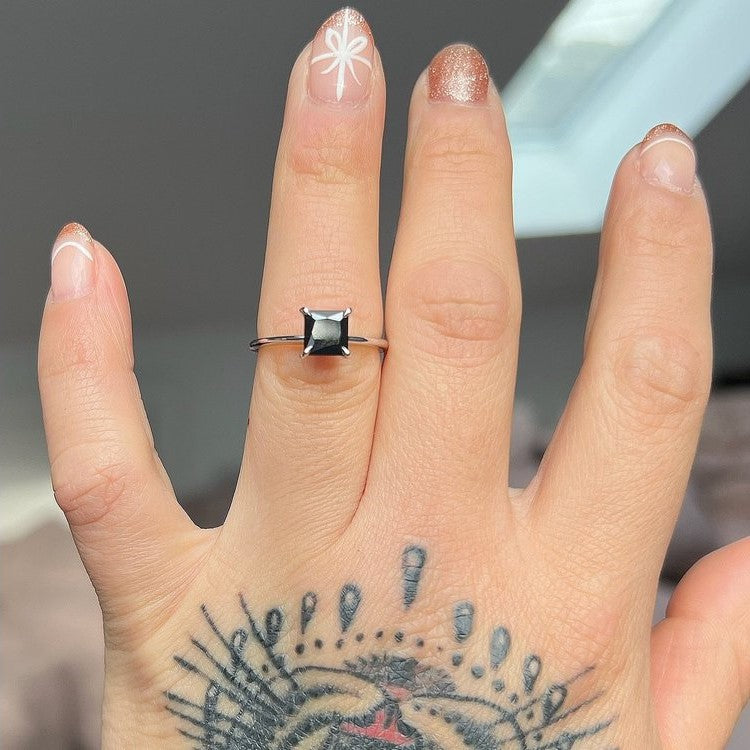 3 Carat 14K Yellow Solid Gold Solitaire Princess Black Diamond Engagement Ring Gift For Her - Blackdiamond