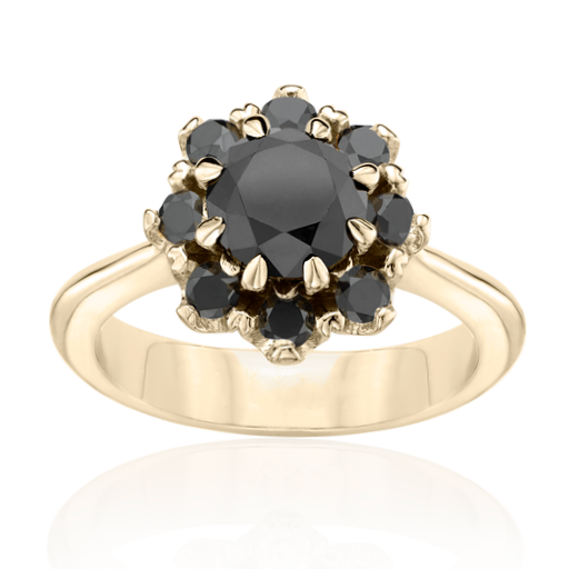The Bloom Black Diamond Halo Engagement Ring - Blackdiamond