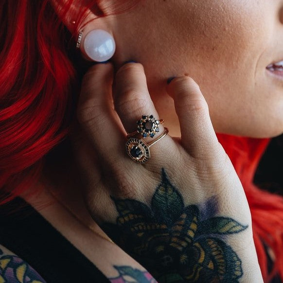 The Bloom Black Diamond Halo Engagement Ring - Blackdiamond