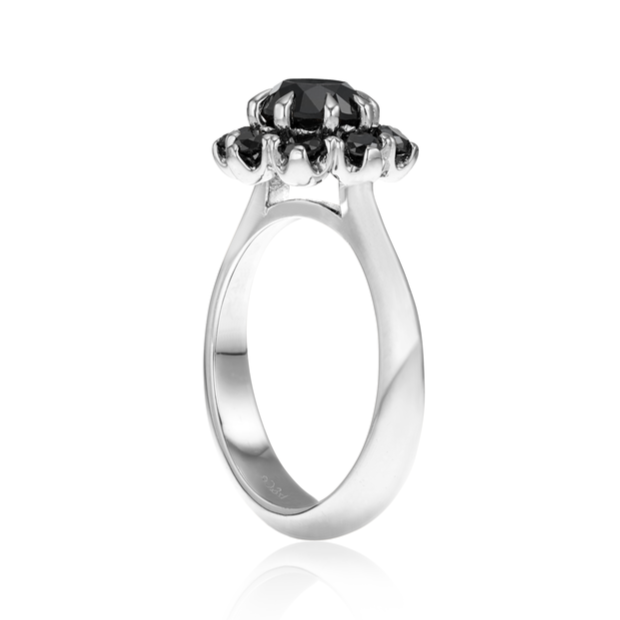 The Bloom Black Diamond Halo Engagement Ring - Blackdiamond