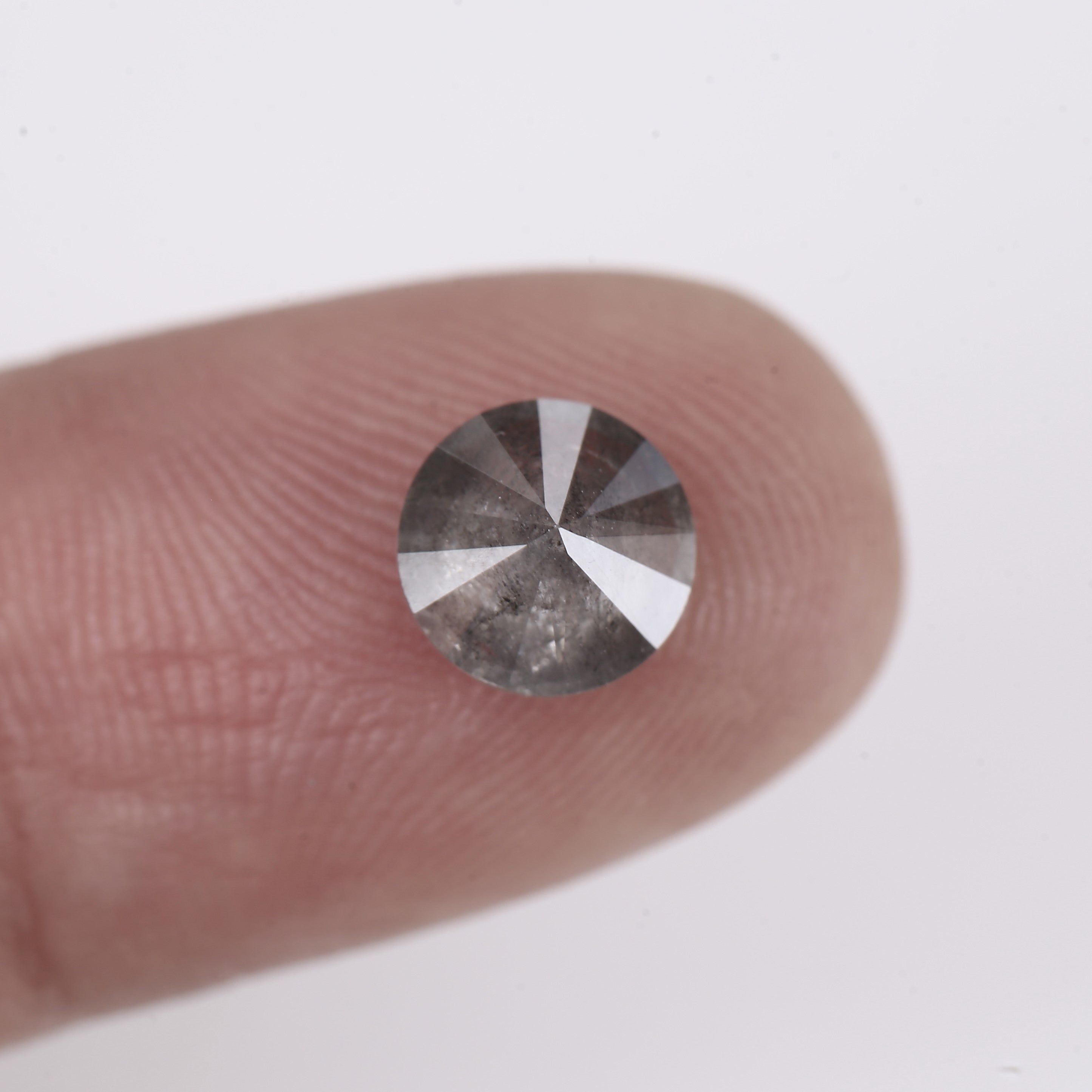 1.35 Ct Grey Salt and Pepper Diamond, 6.9 MM, Unique and Bold Statement Piece.