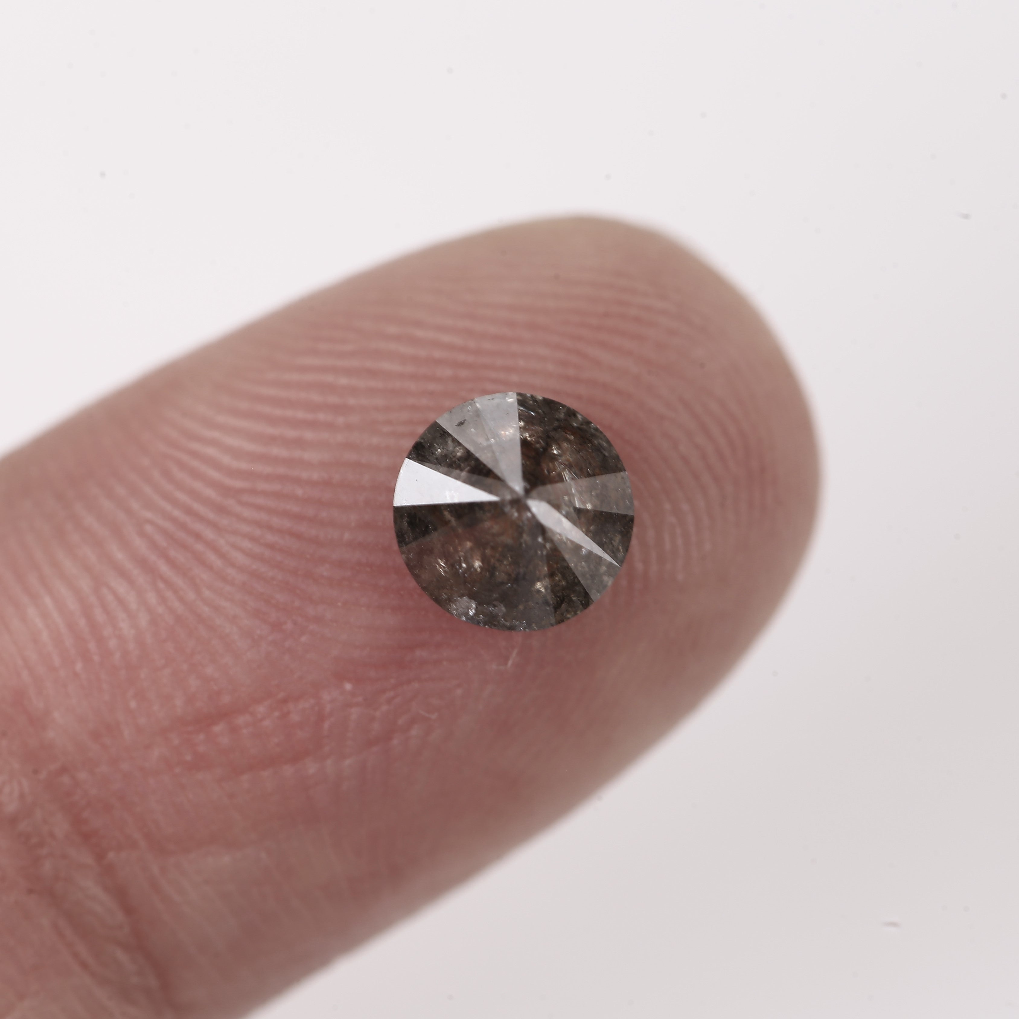 0.88 Ct Natural Brown Grey Salt and Pepper Diamond 6 MM with Bold Inclusions