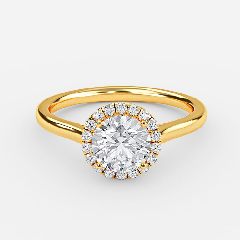 Kevi Round Halo Engagement Ring 14K / 18K Solid Gold