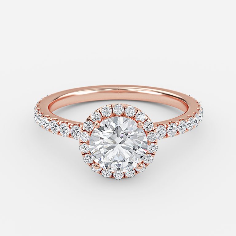 Killian Round Halo Engagement Ring 14K / 18K Solid Gold