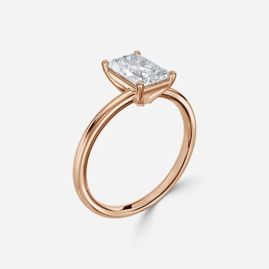 Deltic Radiant Solitaire Engagement Ring 14K / 18K Solid Gold