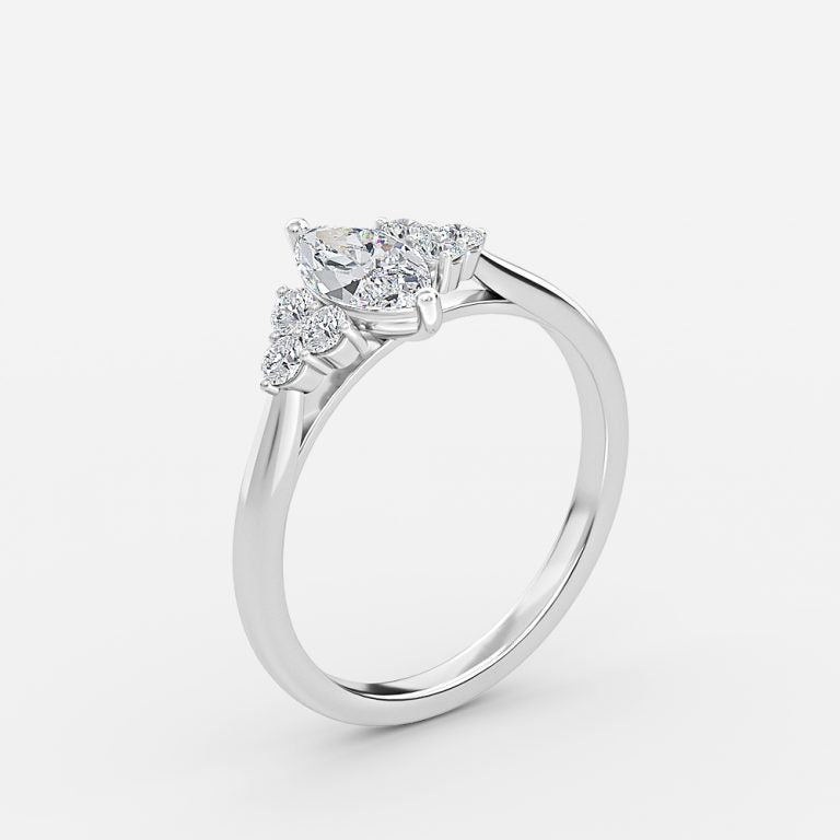 Nika Marquise Cluster Engagement Ring 14K / 18K Solid Gold