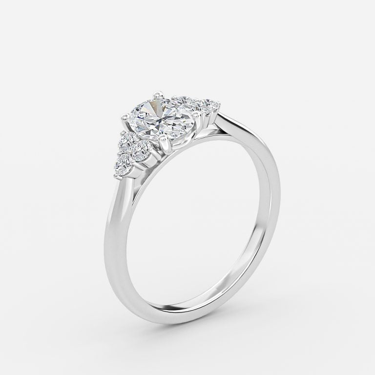 Nika Oval Cluster Engagement Ring 14K / 18K Solid Gold
