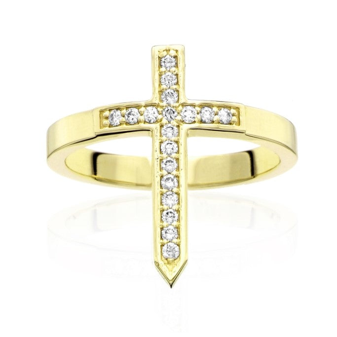 Diamond Cross Ring 14k Rose Gold Ring - Blackdiamond