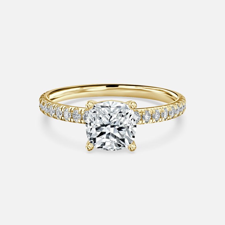 Lux Cushion Diamond Band Engagement Ring 14K / 18K Solid Gold
