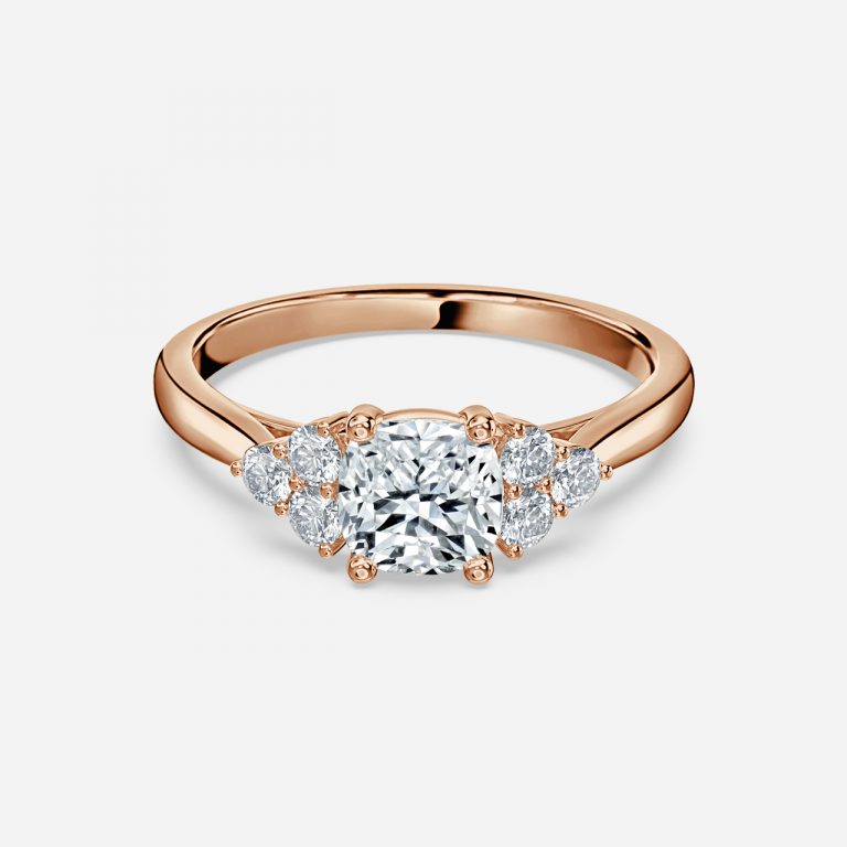 Nika Cushion Cluster Engagement Ring 14K / 18K Solid Gold