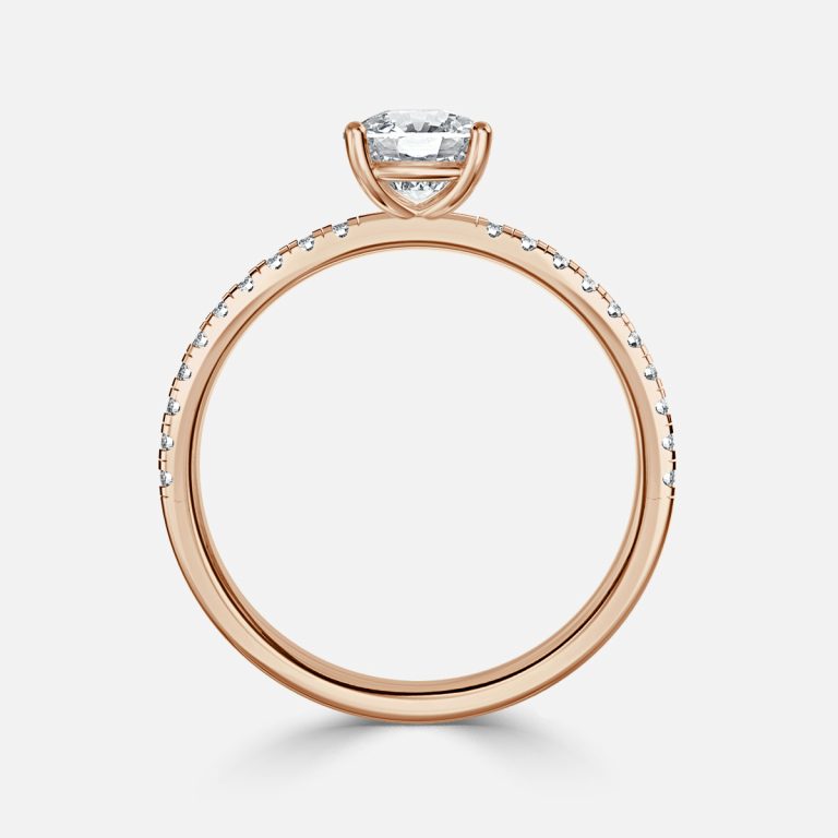 Ulip Cushion Diamond Band Engagement Ring 14K / 18K Solid Gold
