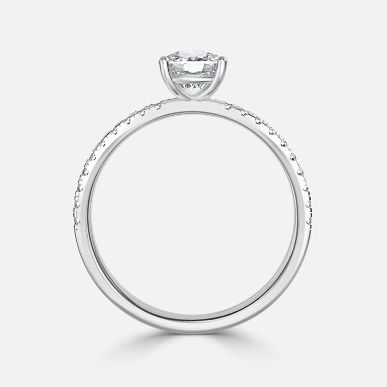 Ulip Cushion Diamond Band Engagement Ring 14K / 18K Solid Gold