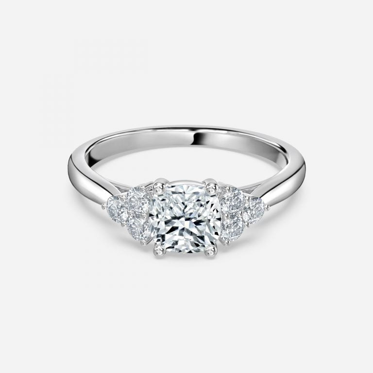 Nika Cushion Cluster Engagement Ring 14K / 18K Solid Gold