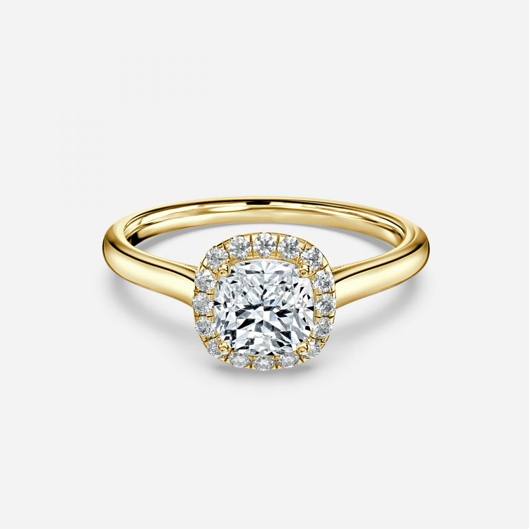 Kevi Cushion Halo Engagement Ring 14K / 18K Solid Gold