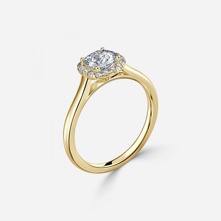 Kevi Cushion Halo Engagement Ring 14K / 18K Solid Gold
