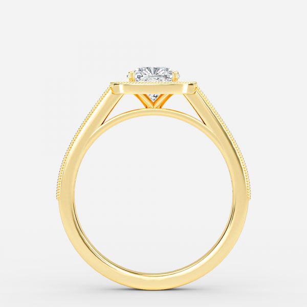 Flswin Cushion Halo Engagement Ring 14K / 18K Solid Gold
