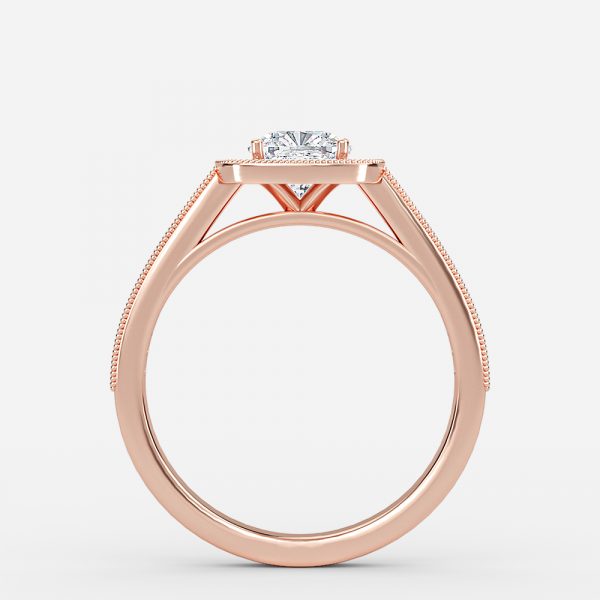 Flswin Cushion Halo Engagement Ring 14K / 18K Solid Gold