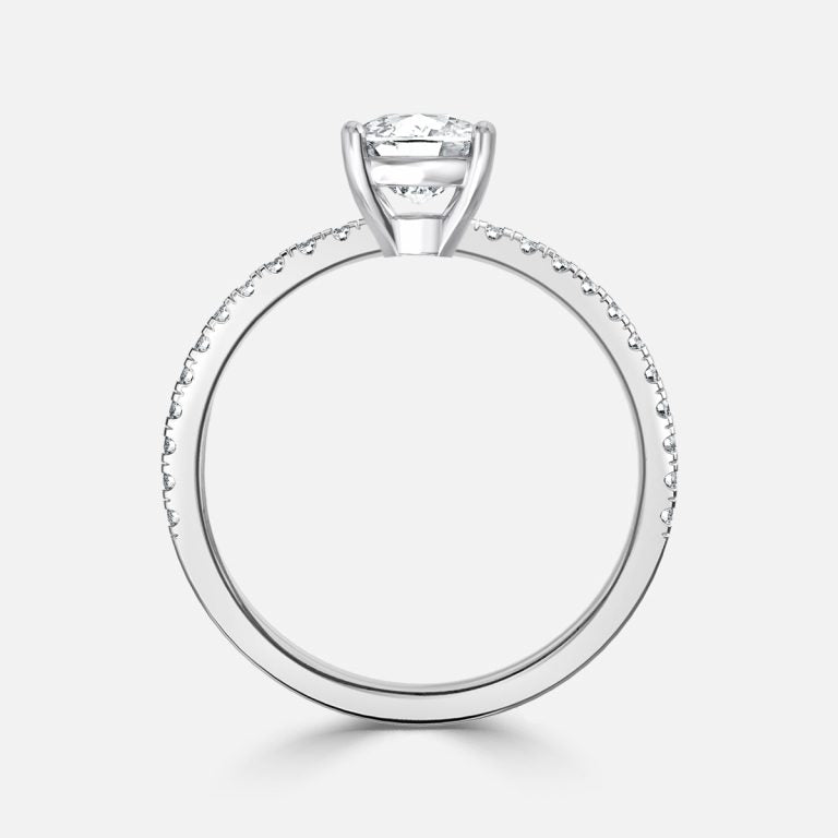 Lux Cushion Diamond Band Engagement Ring 14K / 18K Solid Gold