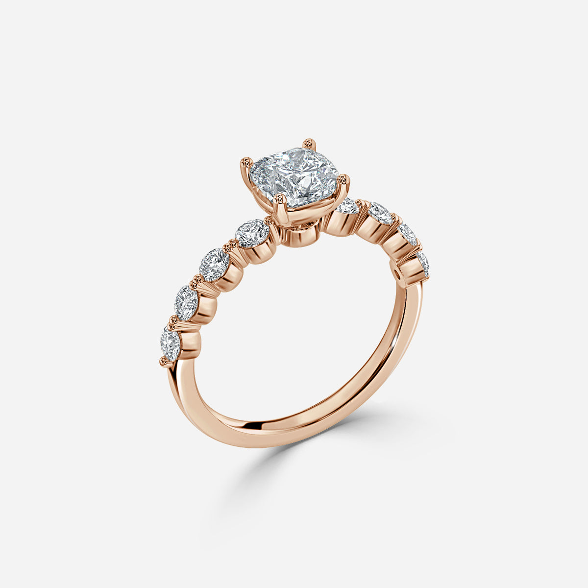 Tivian Cushion Unique Diamond Engagement Ring 14K / 18K Solid Gold