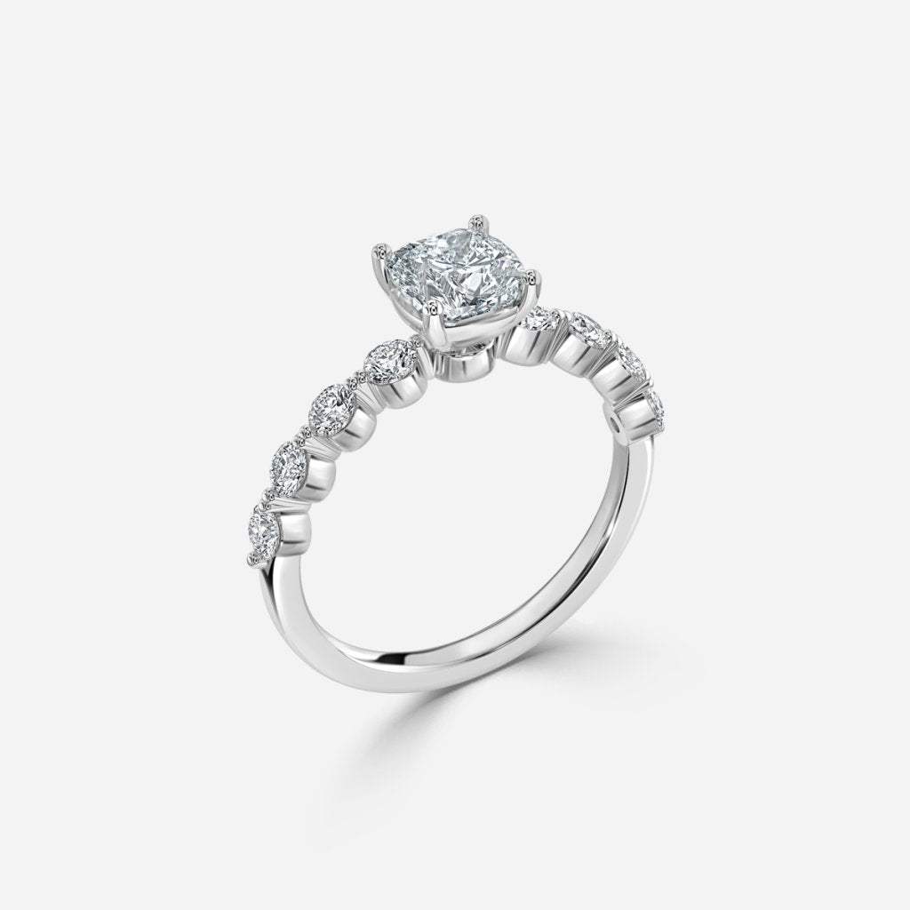 Tivian Cushion Unique Diamond Engagement Ring 14K / 18K Solid Gold