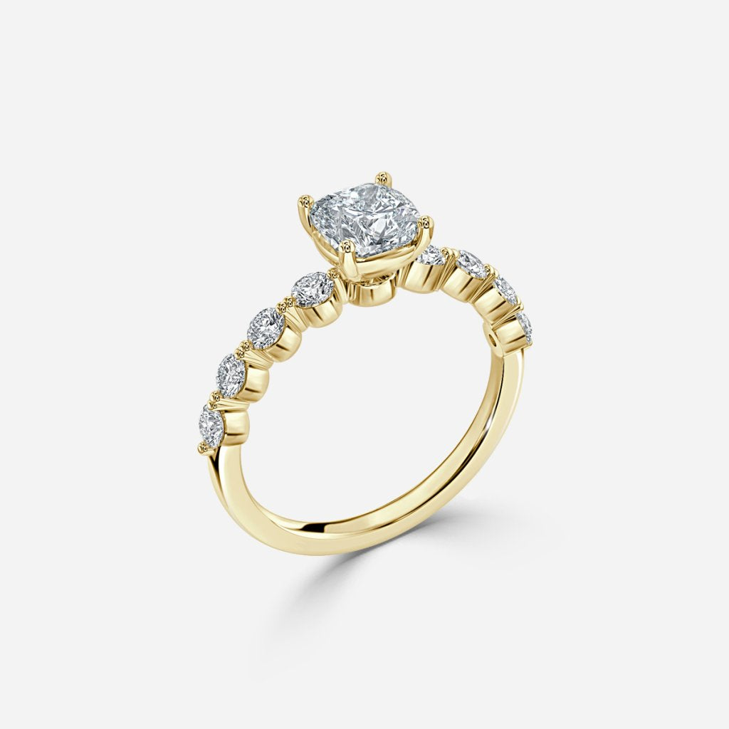 Tivian Cushion Unique Diamond Engagement Ring 14K / 18K Solid Gold