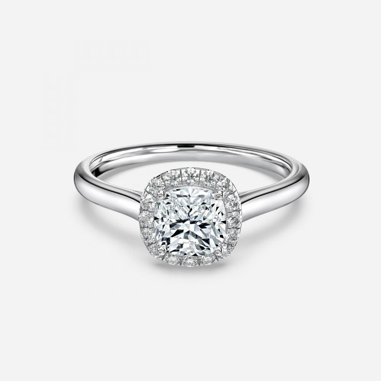 Kevi Cushion Halo Engagement Ring 14K / 18K Solid Gold