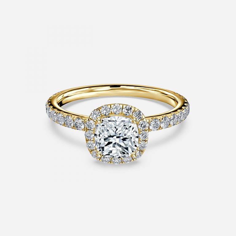 Killian Cushion Halo Engagement Ring 14K / 18K Solid Gold