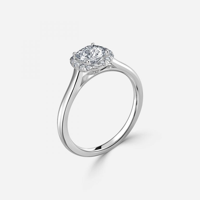 Kevi Cushion Halo Engagement Ring 14K / 18K Solid Gold
