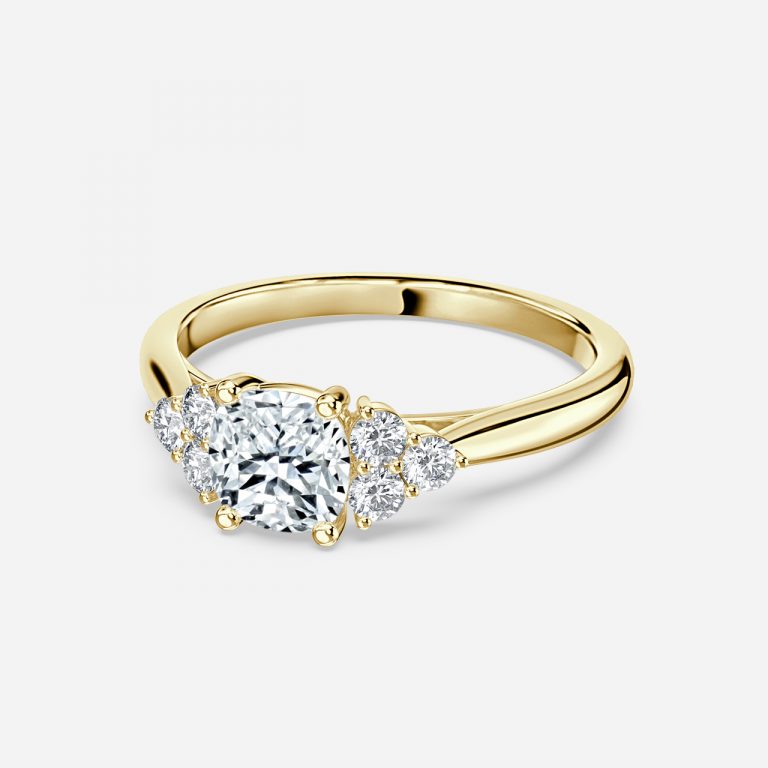 Nika Cushion Cluster Engagement Ring 14K / 18K Solid Gold