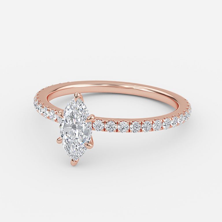 Vinston Marquise Diamond Band Engagement Ring 14K / 18K Solid Gold