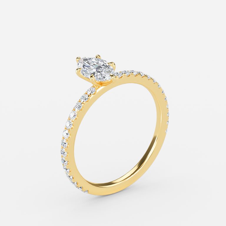 Vinston Marquise Diamond Band Engagement Ring 14K / 18K Solid Gold