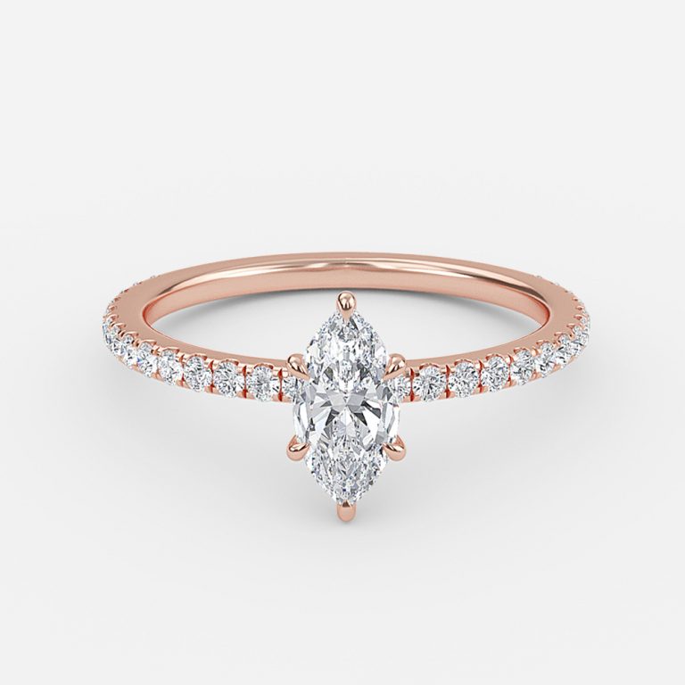 Vinston Marquise Diamond Band Engagement Ring 14K / 18K Solid Gold