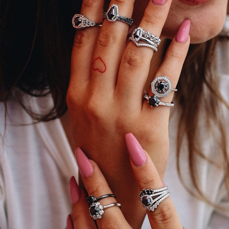 The Megan Black and White Diamond Ring - Blackdiamond